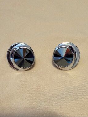 Vintage Sarah Coventry Silver-Tone Black Faceted Earrings, Signed